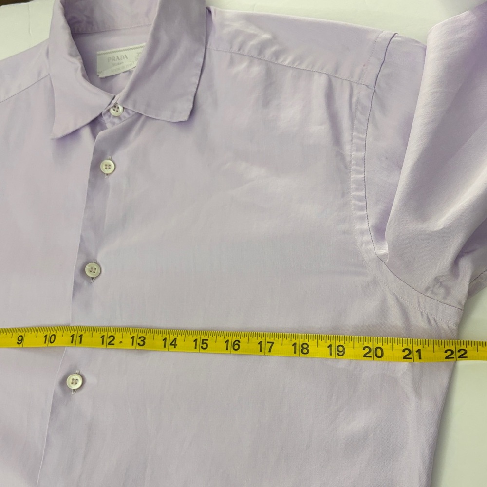 Authentic Prada 2018 Lavender Purple Long Sleeve Nylon Cotton Shirt 39 15.5 $298 - Picture 9 of 13